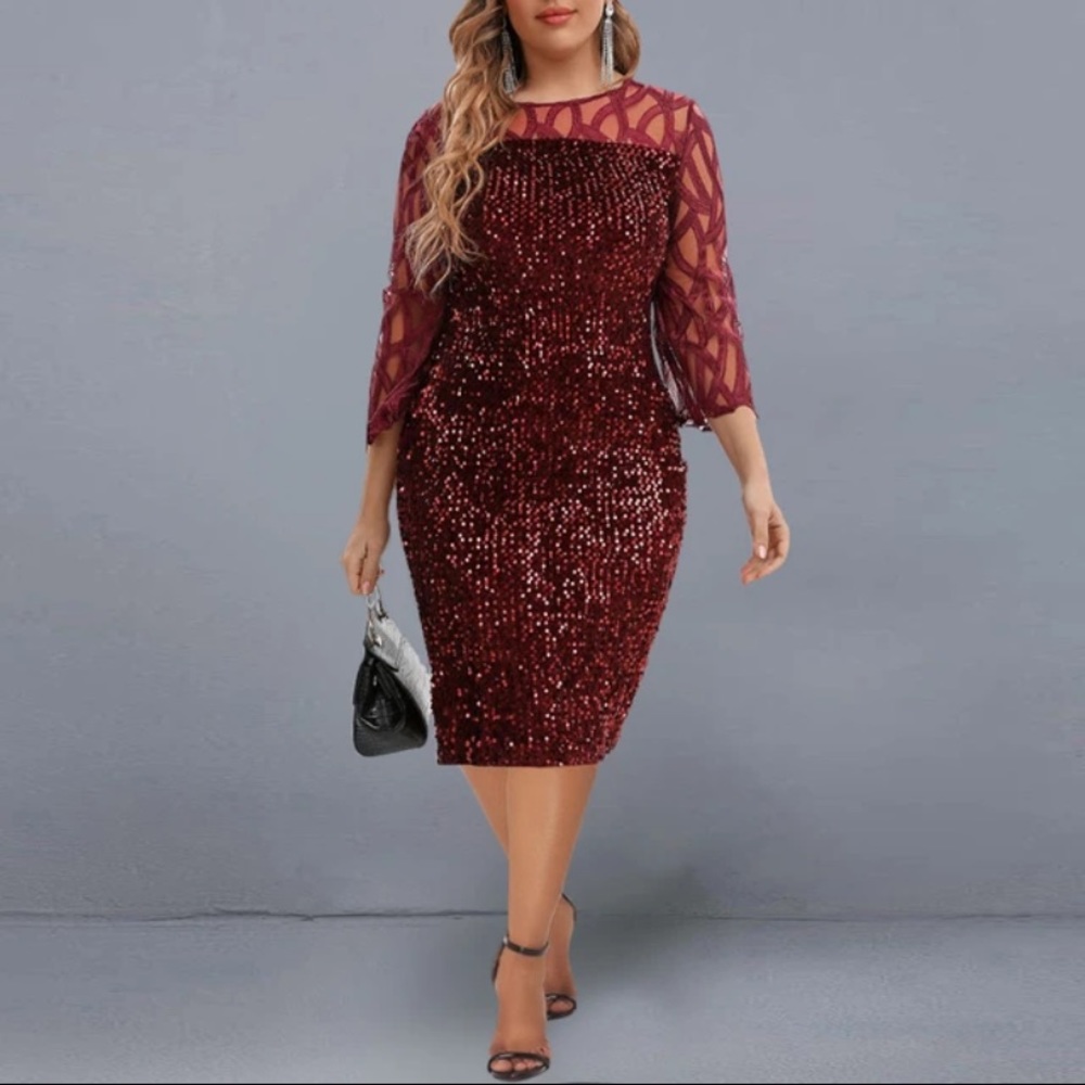 Burgundy Sequin Dress
